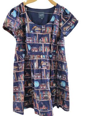 Modcloth Book Print Dress 3X Teacher Librarian Academia Bookshelf Fit and flare